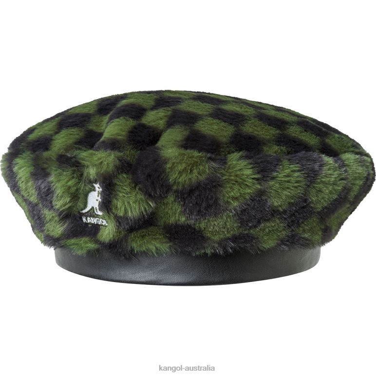 kangol australia Faux Fur Beret LZ46X409 Olive Check